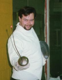 Beedo in fencing gear